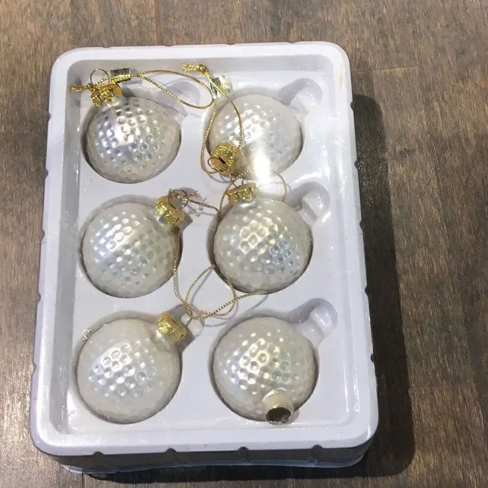 Ornaments set of six glass old world golf ball ornaments one missing stem
